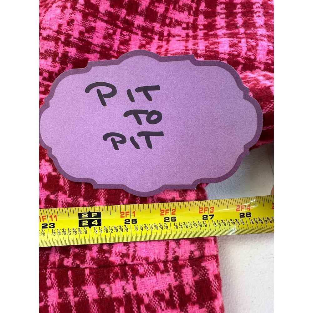 On 34th Womens 22W Tweed Blazer Pink Red Plaid Cropped Jacket Preppy Chic Plus - Picture 13 of 15